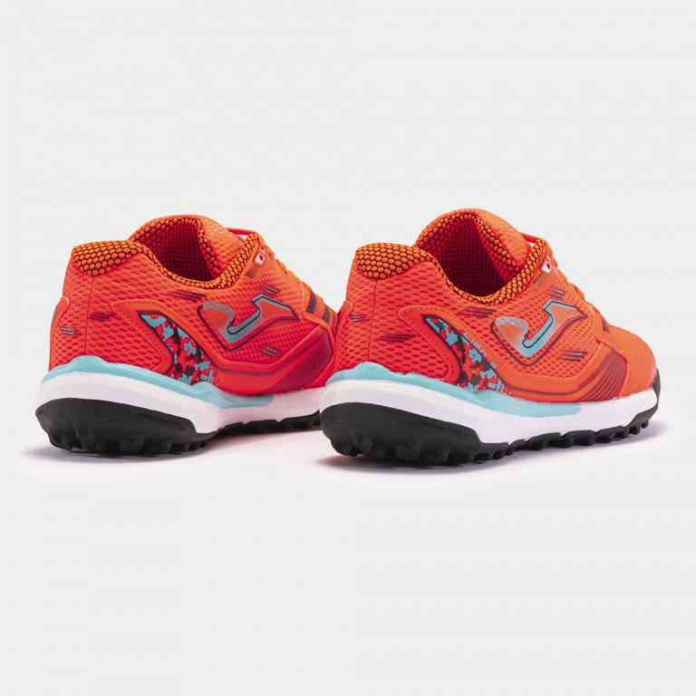 Joma Liga 5 2408 turf shoes in orange – rear view showing reinforced heel and brand detailing.