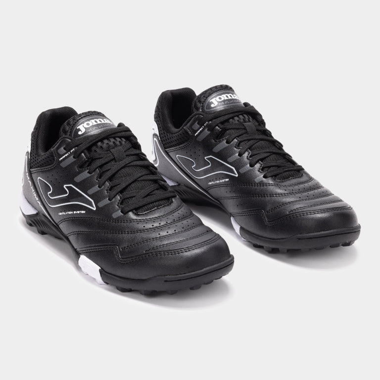 Joma Maxima 2501 Black Turf Soccer Shoes side profile
