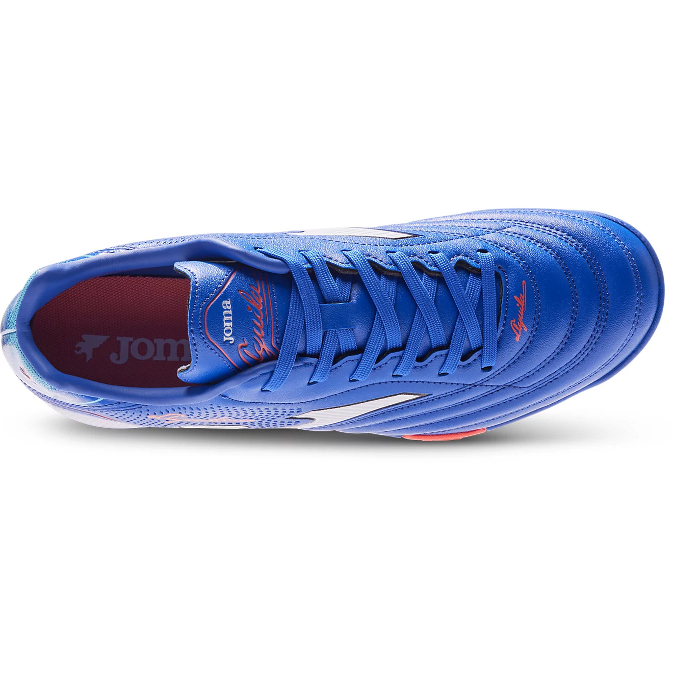Joma Aguila 2504 royal turf shoes – angled top view highlighting laces and breathable upper design.