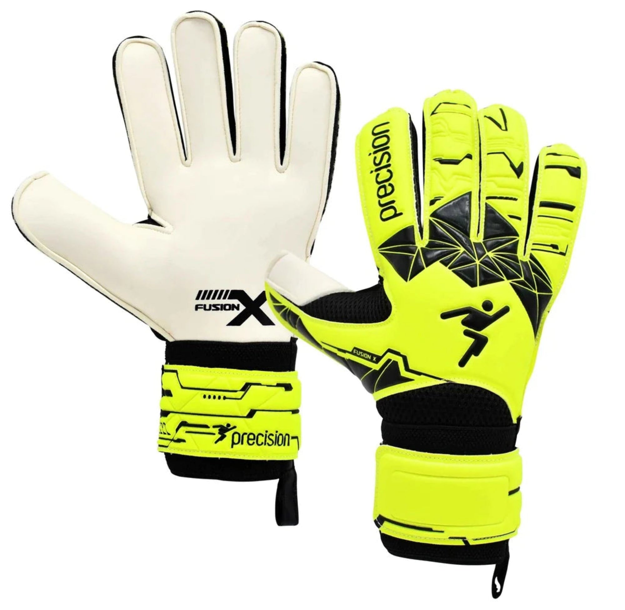 Pair of yellow and white goalkeeper gloves with 'Precision'