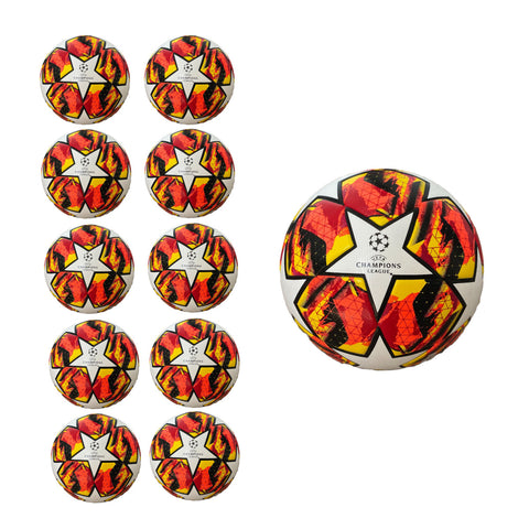 Pack of 10 Soccer Ball Size 5 of Champions League Orange Fire
