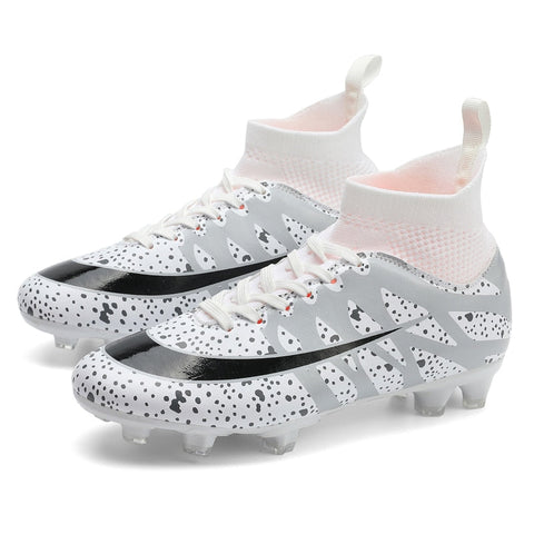 Buy white Men / Women Two Color High Ankle Cleats for Outdoor and Grass