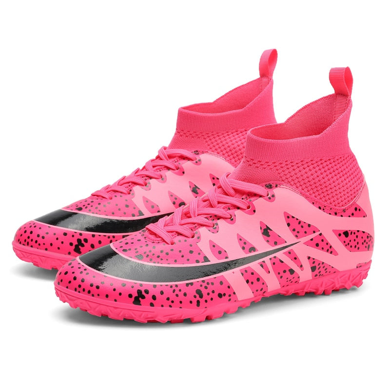 Men/Women High Ankle Lightweight Two-Color Soccer Turf Shoes