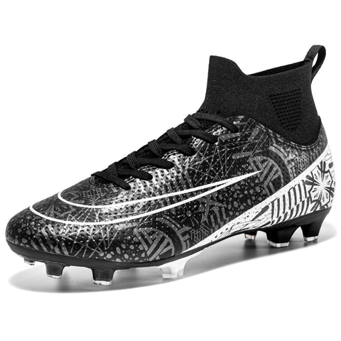 Buy black Men / Women Soccer Cleats High Ankle Shoes ideal for playing Outdoor/Grass