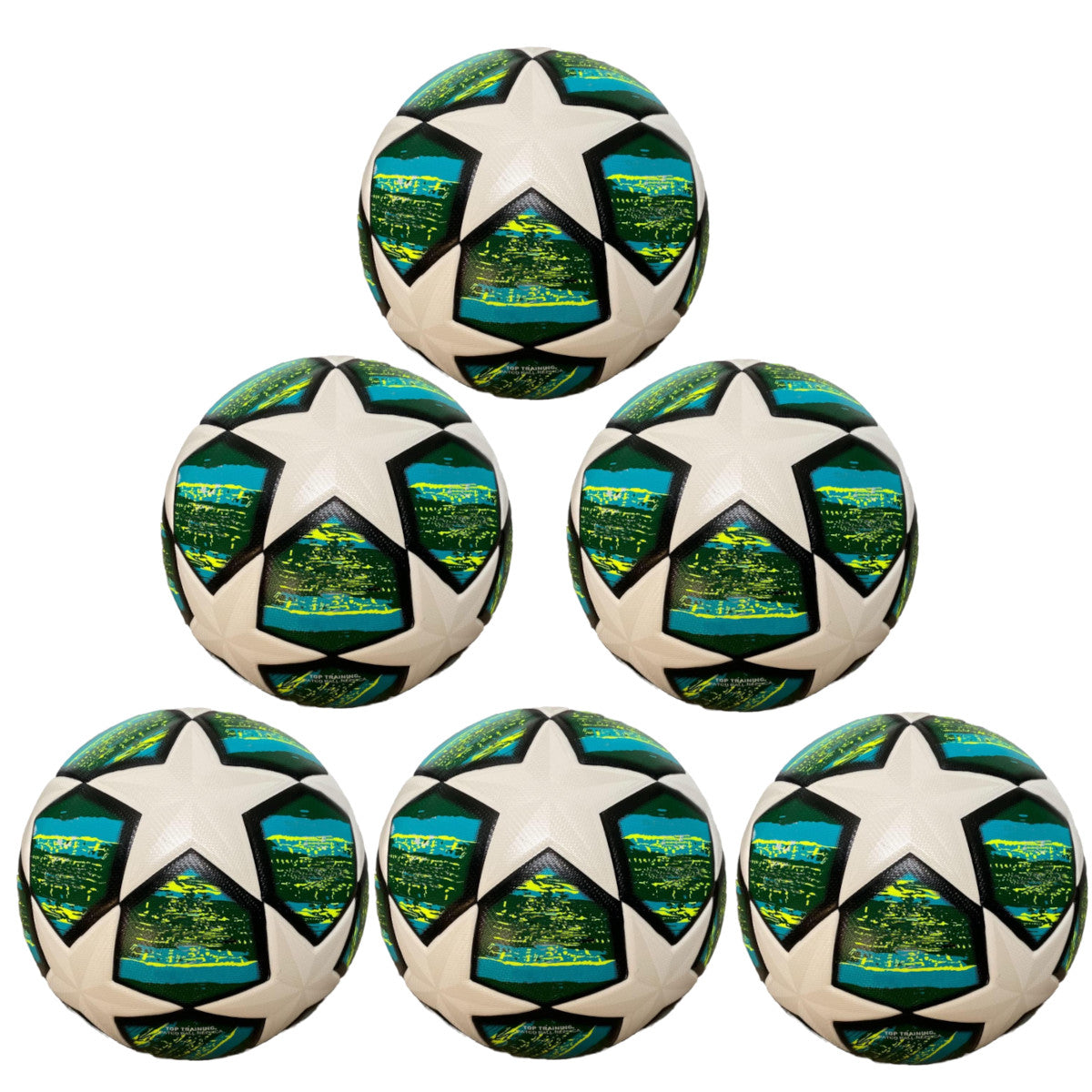 Champions League Soccer Ball Green White - (Pack of 4, 6 or 10)