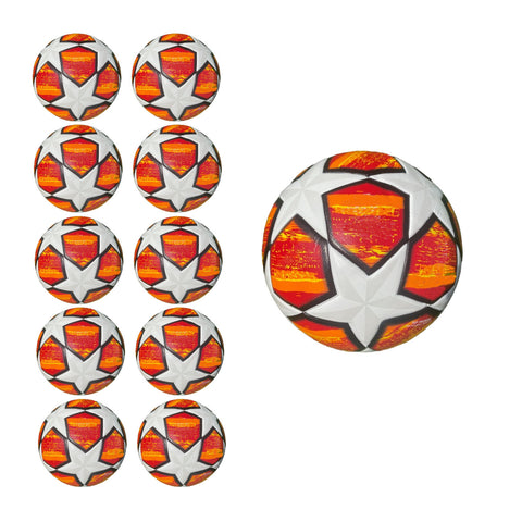 Pack of 10 Training or Game Soccer Balls Size 5 Orange White