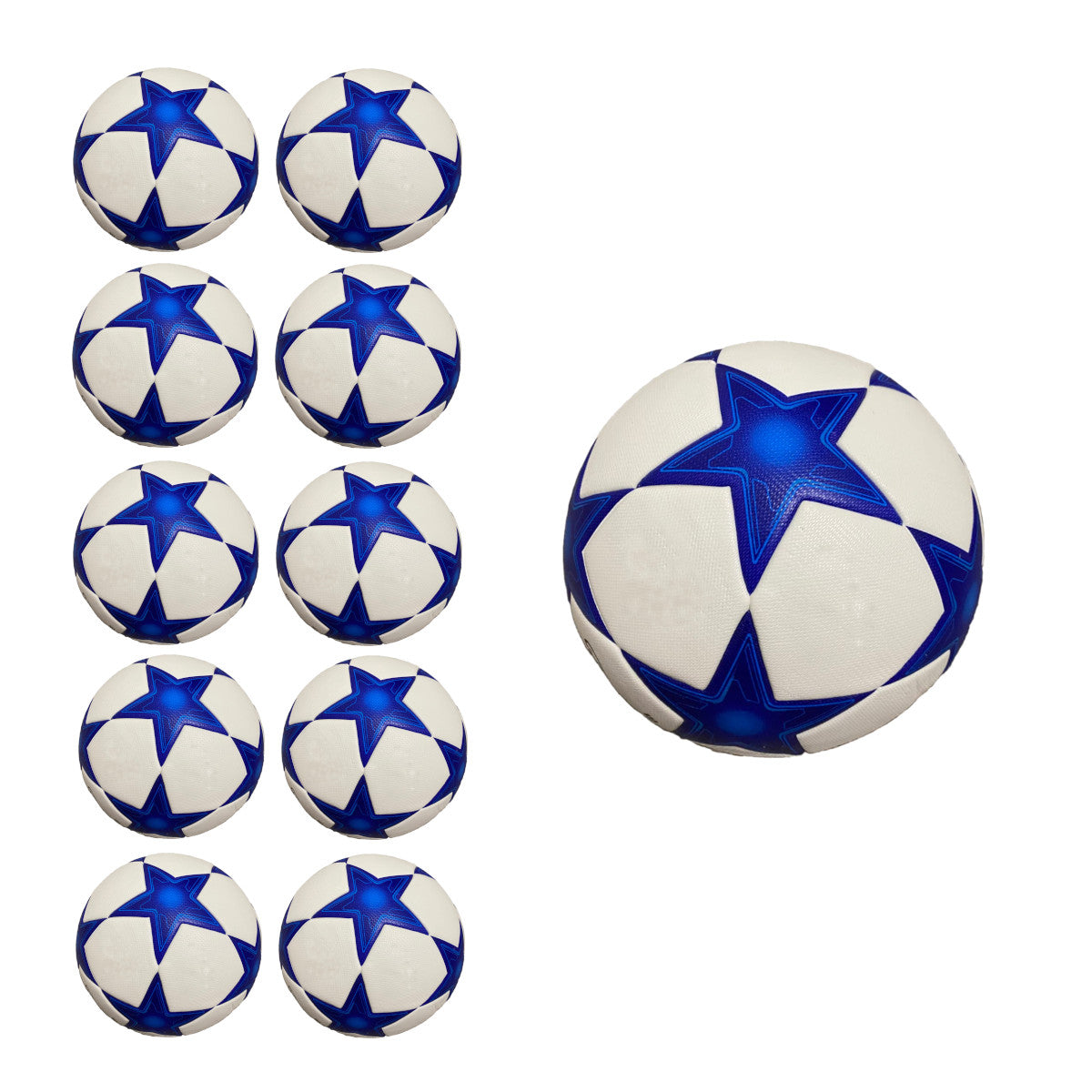 Pack of 10 Training or Game Soccer Balls Size 5 Blue White | 3L Sportive