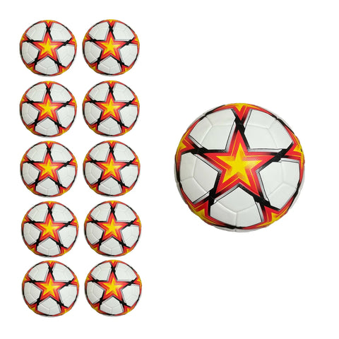 Pack of 10 Soccer Ball Size 5 White Orange