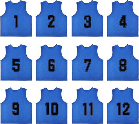 Buy dark-blue Tych3L 12 Pack of Numbered Jersey Bibs Scrimmage Training Vests for all sizes.