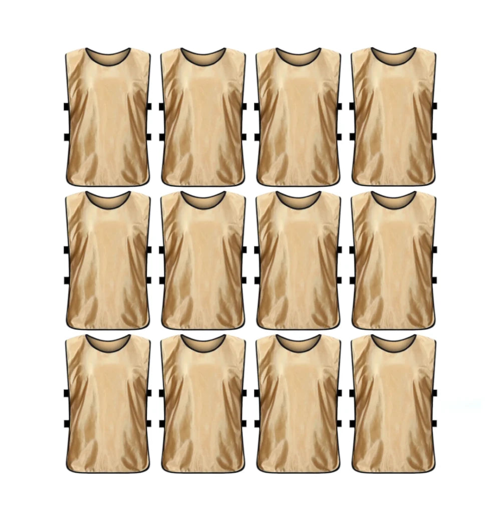 Comprar gold Jerseys Bibs Scrimmage Training Vests for Kids and Adults (Pack of 12 and 6 Jerseys) - Soccer Pinnies, Sports Pinnies Team Practice