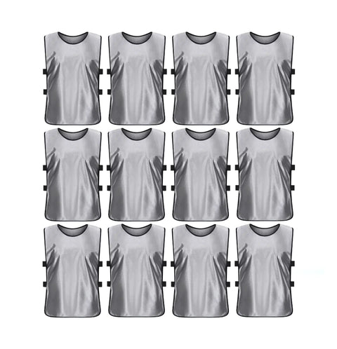 Buy silver-gray Jerseys Bibs Scrimmage Training Vests for Kids and Adults (Pack of 12 and 6 Jerseys) - Soccer Pinnies, Sports Pinnies Team Practice