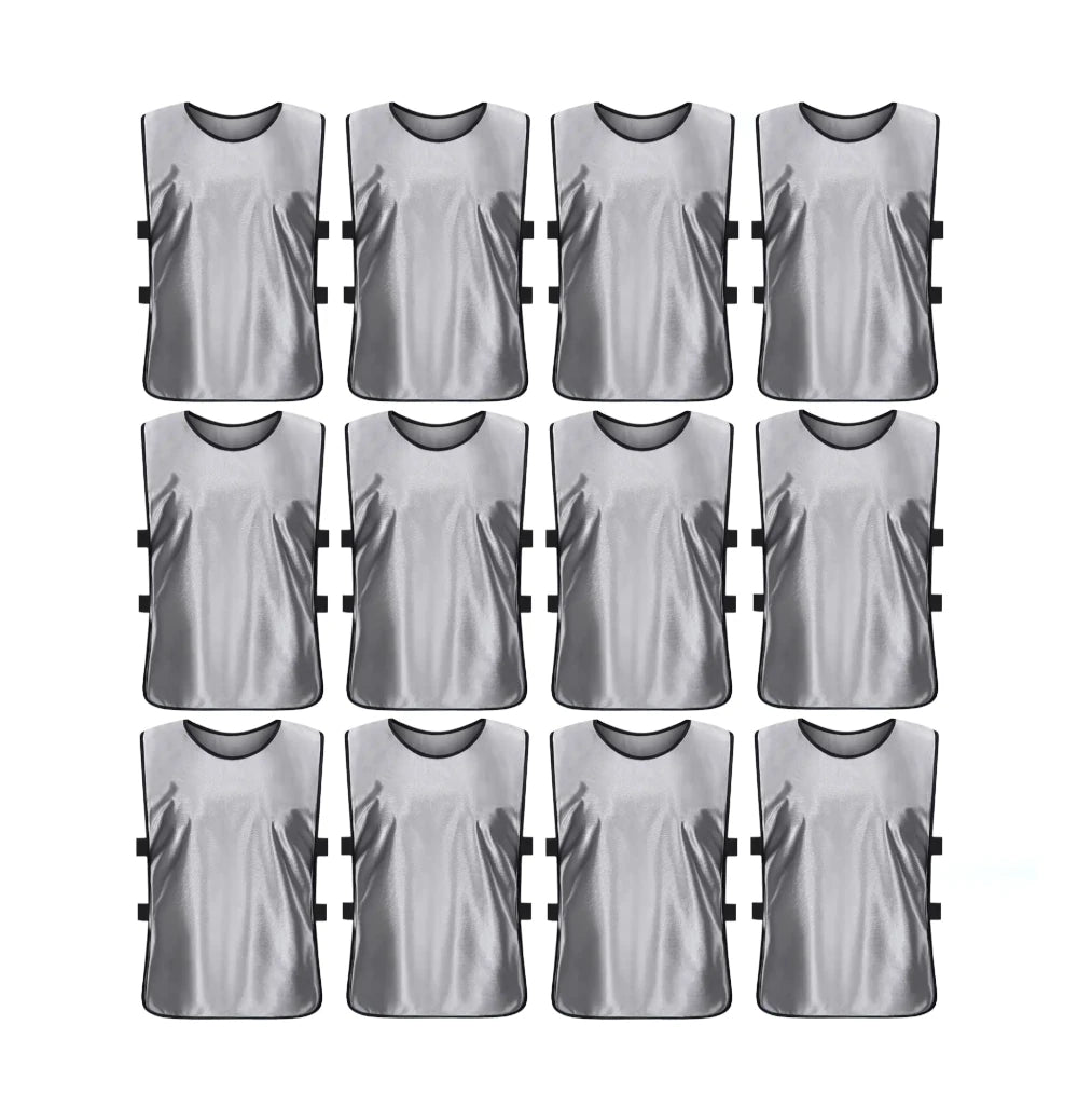 Buy silver-gray Team Practice Scrimmage Vests Sport Pinnies Training Bibs with Open Sides (12 Pieces)