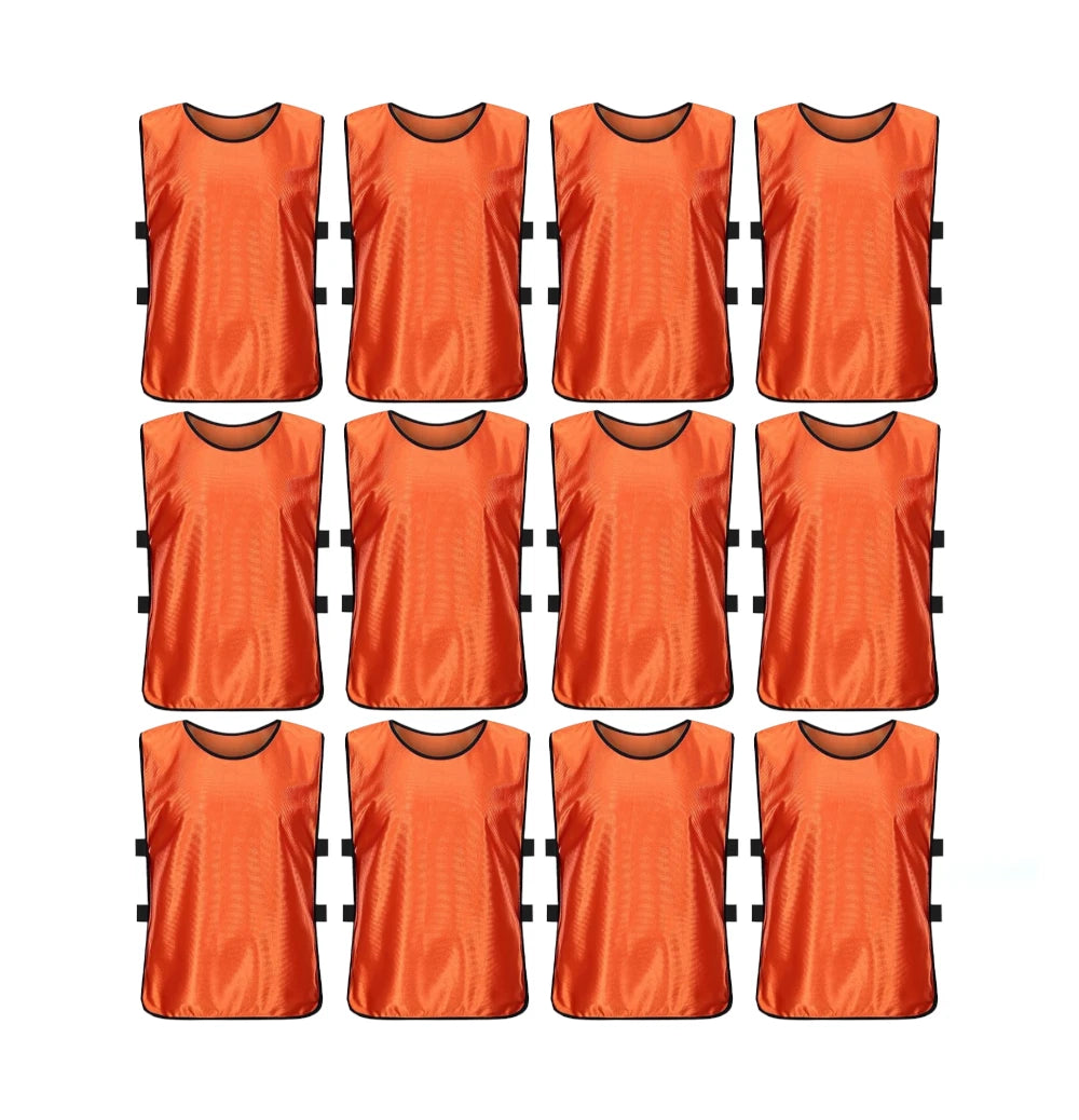 Comprar orange Jerseys Bibs Scrimmage Training Vests for Kids and Adults (Pack of 12 and 6 Jerseys) - Soccer Pinnies, Sports Pinnies Team Practice