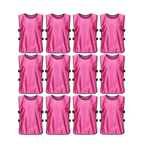 Comprar pink Jerseys Bibs Scrimmage Training Vests for Kids and Adults (Pack of 12 and 6 Jerseys) - Soccer Pinnies, Sports Pinnies Team Practice