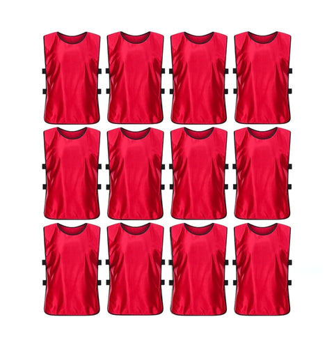 Buy red Jerseys Bibs Scrimmage Training Vests for Kids and Adults (Pack of 12 and 6 Jerseys) - Soccer Pinnies, Sports Pinnies Team Practice