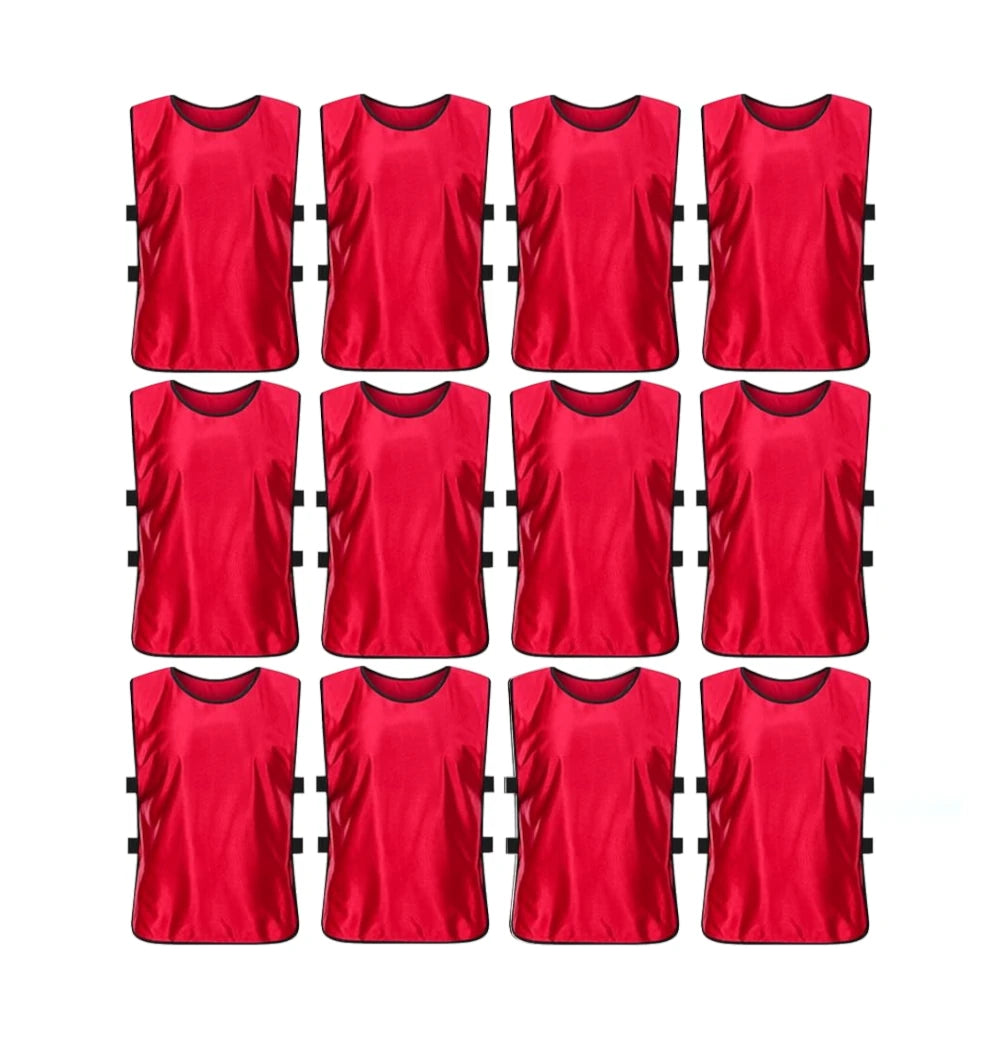 Buy red Team Practice Scrimmage Vests Sport Pinnies Training Bibs with Open Sides (12 Pieces)