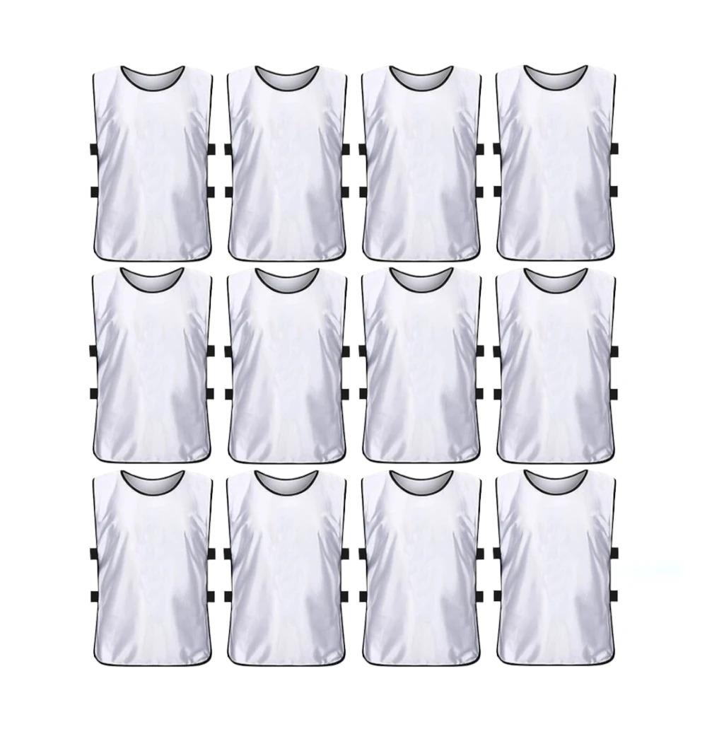 Comprar white Jerseys Bibs Scrimmage Training Vests for Kids and Adults (Pack of 12 and 6 Jerseys) - Soccer Pinnies, Sports Pinnies Team Practice