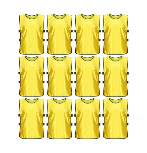 Buy yellow Jerseys Bibs Scrimmage Training Vests for Kids and Adults (Pack of 12 and 6 Jerseys) - Soccer Pinnies, Sports Pinnies Team Practice