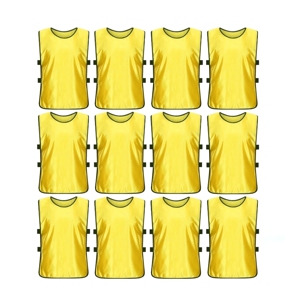 Comprar yellow Jerseys Bibs Scrimmage Training Vests for Kids and Adults (Pack of 12 and 6 Jerseys) - Soccer Pinnies, Sports Pinnies Team Practice