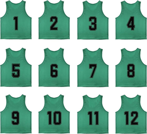 Buy green Tych3L 12 Pack of Numbered Jersey Bibs Scrimmage Training Vests for all sizes.