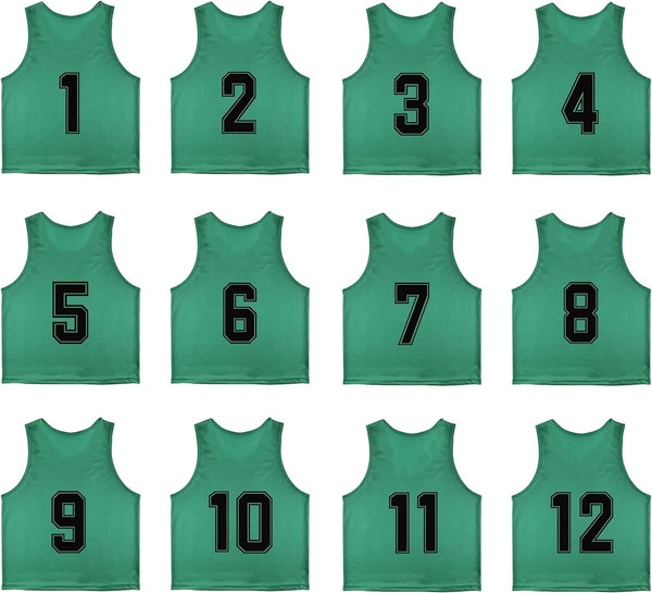 Tych3L 12 Pack of Numbered Jersey Bibs Scrimmage Training Vests for all sizes. - 25