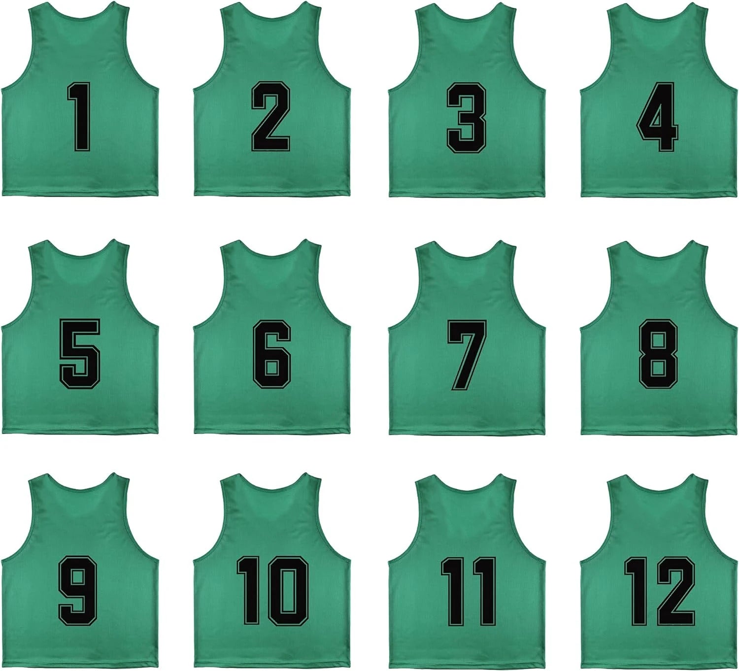 Team Practice Scrimmage Vests Sport Pinnies Training Bibs Numbered (1-12)