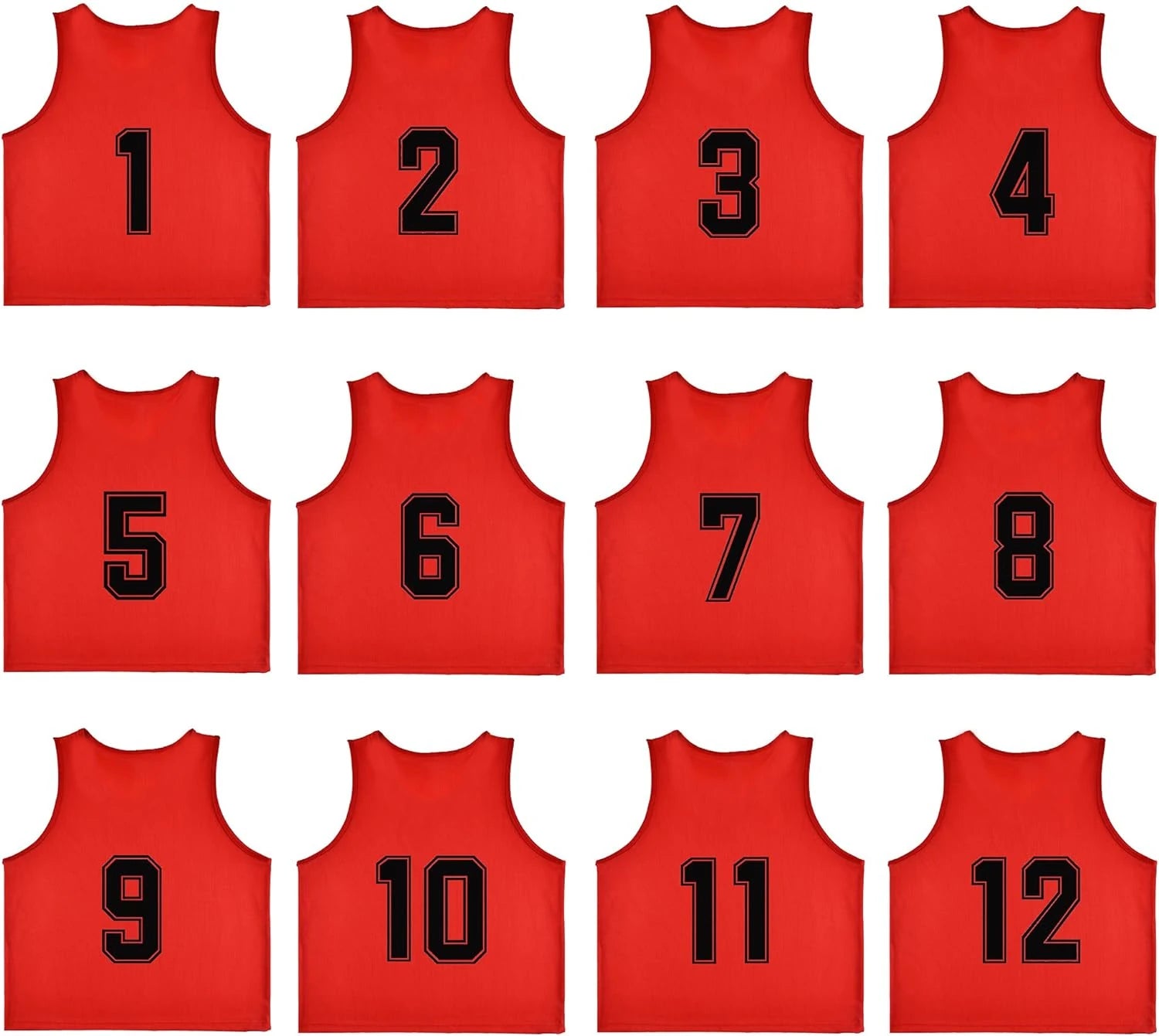 Buy red Team Practice Scrimmage Vests Sport Pinnies Training Bibs Numbered (1-12)