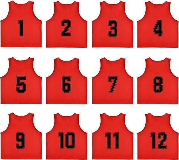 Tych3L 12 Pack of Numbered Jersey Bibs Scrimmage Training Vests for all sizes. - 4