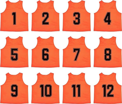 Team Practice Scrimmage Vests Sport Pinnies Training Bibs Numbered (1-12)