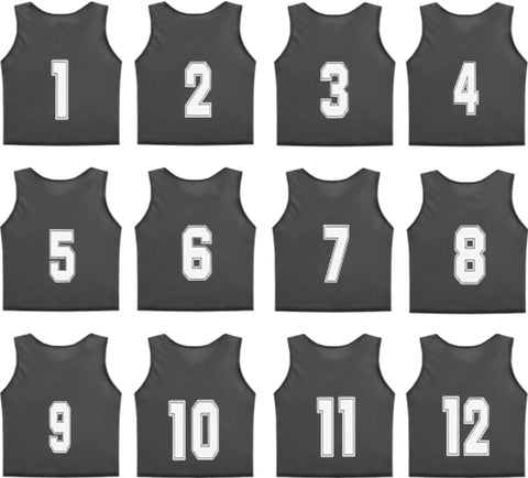 Buy black Tych3L 12 Pack of Numbered Jersey Bibs Scrimmage Training Vests for all sizes.