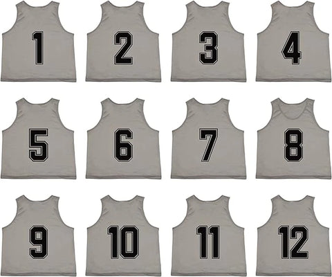 Tych3L 12 Pack of Numbered Jersey Bibs Scrimmage Training Vests for all sizes. - 0