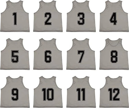 Team Practice Scrimmage Vests Sport Pinnies Training Bibs Numbered (1-12)