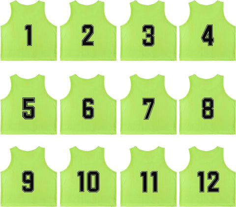 Buy neon-green Tych3L 12 Pack of Numbered Jersey Bibs Scrimmage Training Vests for all sizes.