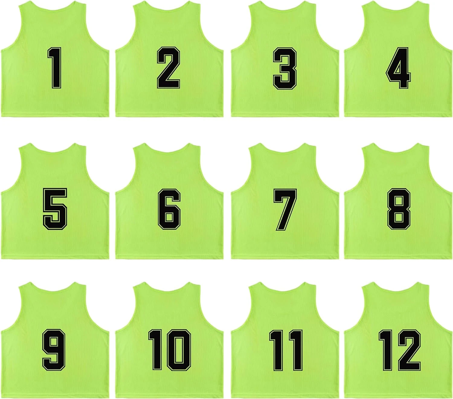 Buy neon-green Team Practice Scrimmage Vests Sport Pinnies Training Bibs Numbered (1-12)