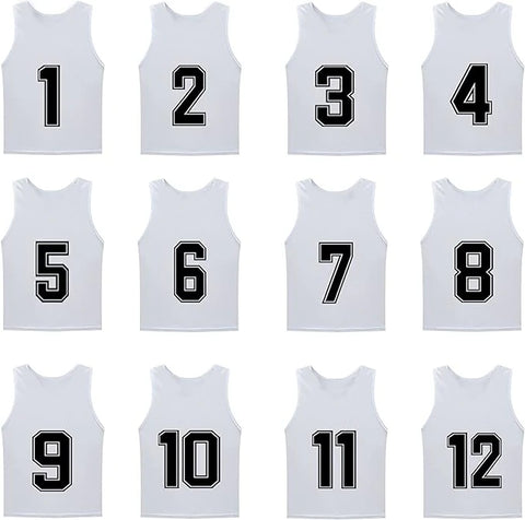 Buy white Tych3L 12 Pack of Numbered Jersey Bibs Scrimmage Training Vests for all sizes.