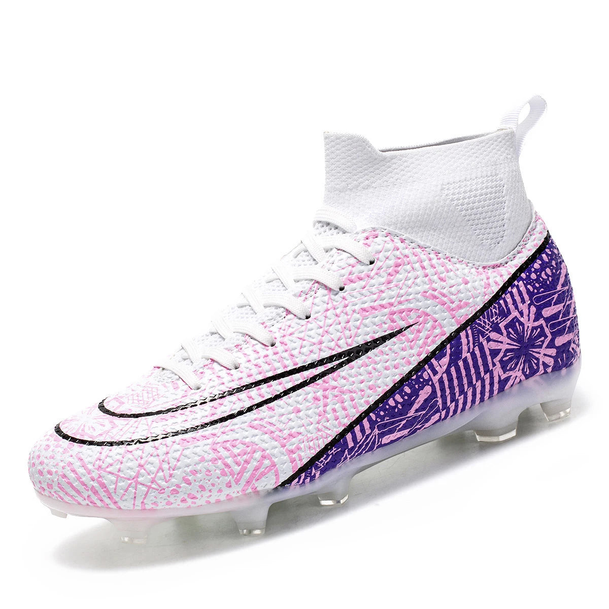 Kids / Youth High Ankle Pink Soccer Cleats for Firm Ground
