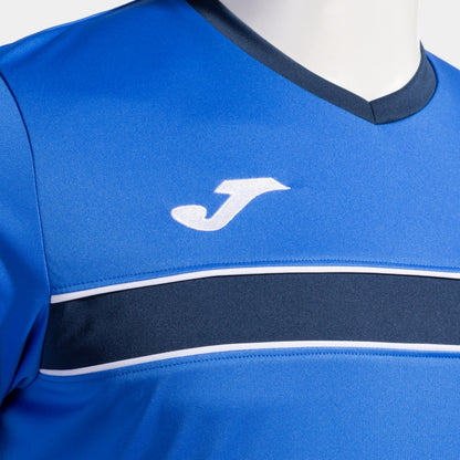 Joma Victory Blue sports jersey with a logo on a mannequin