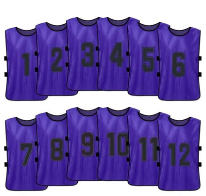 Team Practice Scrimmage Vests Sport Pinnies Training Bibs Numbered (1-12) with Open Sides