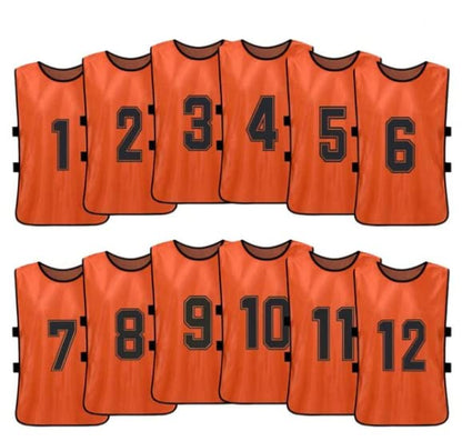 Team Practice Scrimmage Vests Sport Pinnies Training Bibs Numbered (1-12) with Open Sides