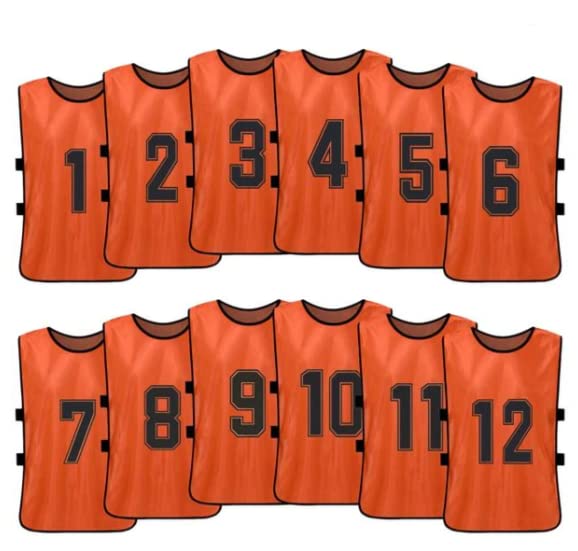 Comprar orange Team Practice Scrimmage Vests Sport Pinnies Training Bibs Numbered (1-12) with Open Sides