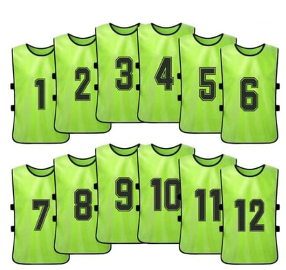 Team Practice Scrimmage Vests Sport Pinnies Training Bibs Numbered (1-12) with Open Sides