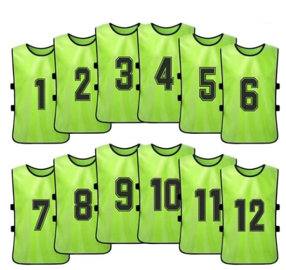 Comprar neon-green Team Practice Scrimmage Vests Sport Pinnies Training Bibs Numbered (1-12) with Open Sides