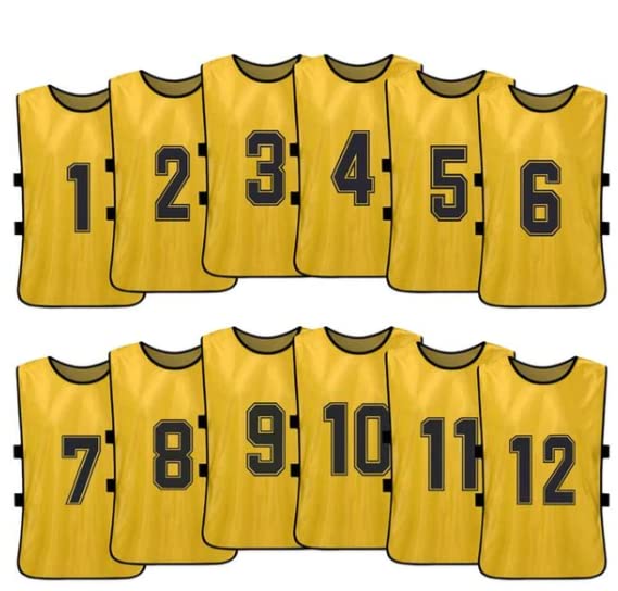 Buy yellow Team Practice Scrimmage Vests Sport Pinnies Training Bibs Numbered (1-12) with Open Sides