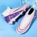 Kids / Youth High Ankle Pink Soccer Cleats for Firm Ground. - 6
