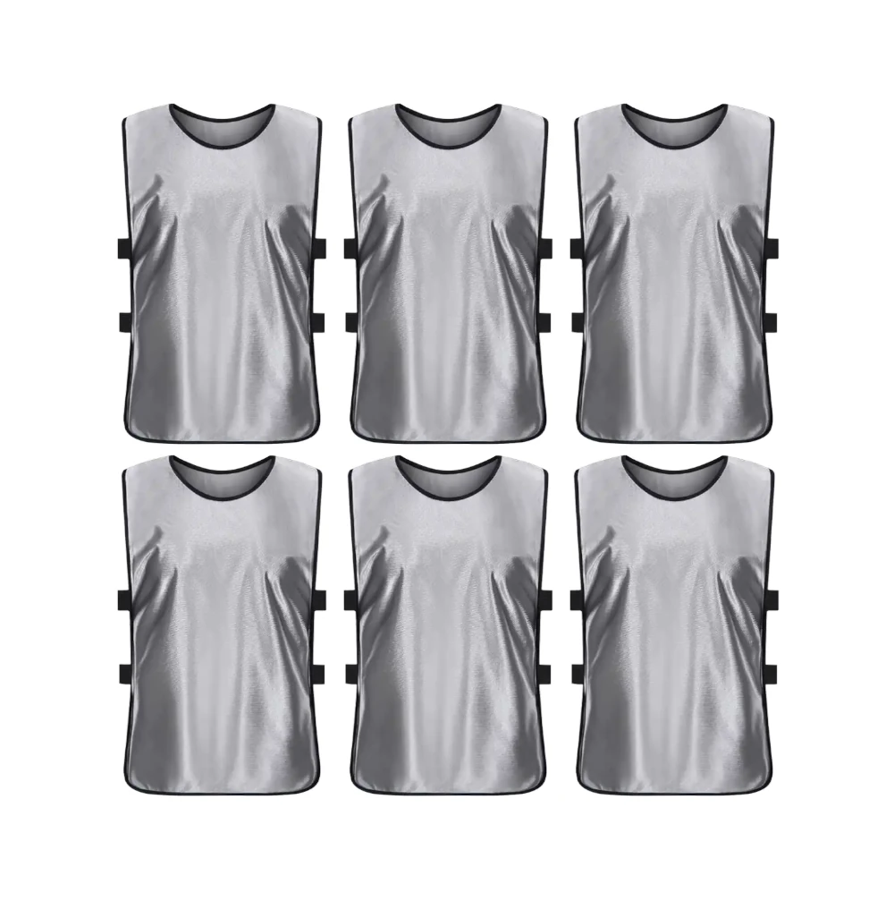 Buy silver-gray Team Practice Scrimmage Vests Sport Pinnies Training Bibs with Open Sides (6 Pieces)