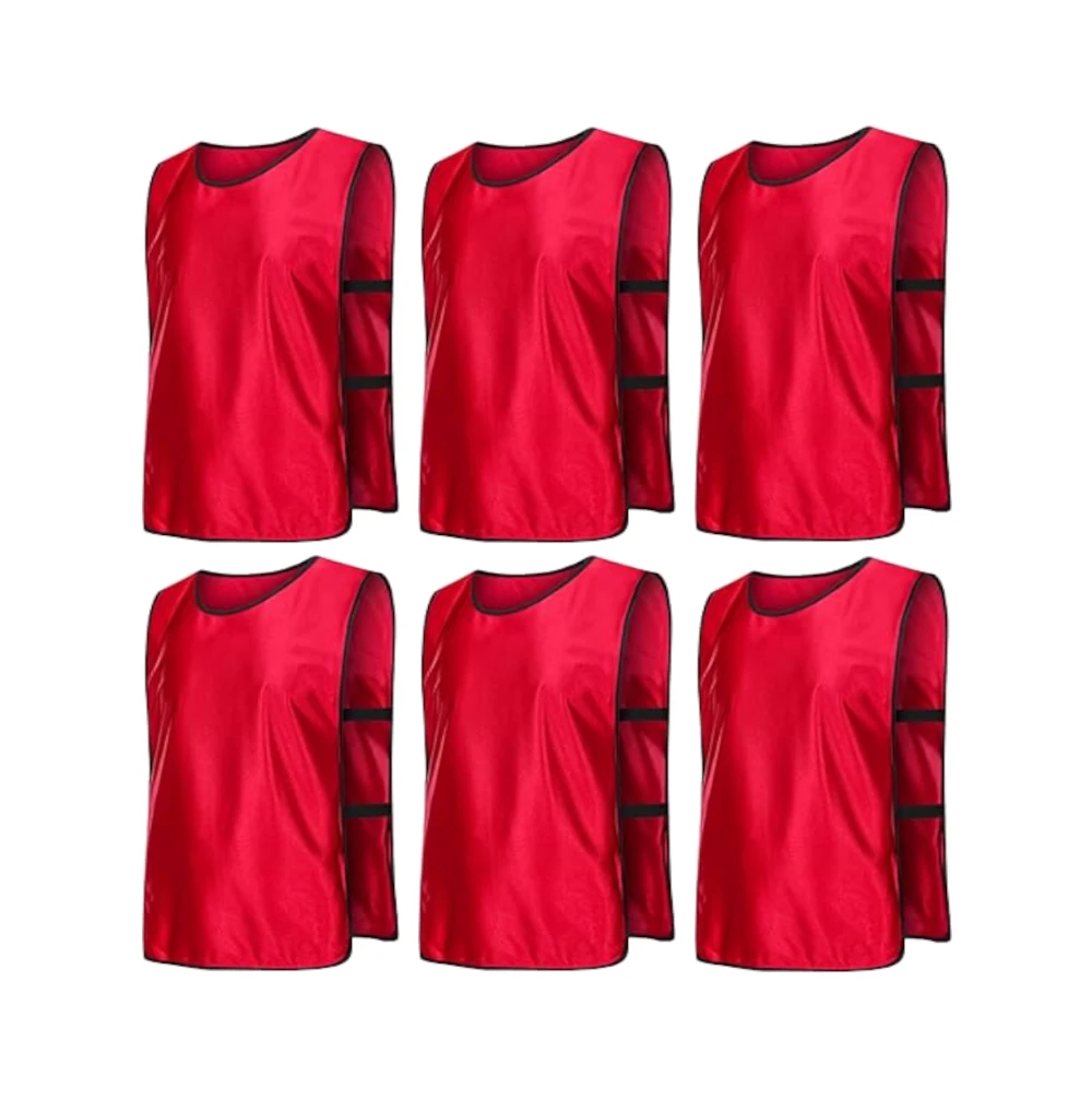 Buy red Team Practice Scrimmage Vests Sport Pinnies Training Bibs with Open Sides (6 Pieces)