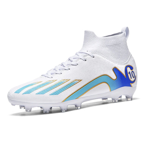 Buy white-blue Kids / Youth Soccer Soccer Cleats For Firm Ground or Lawn