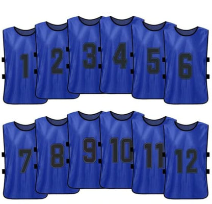 Team Practice Scrimmage Vests Sport Pinnies Training Bibs Numbered (1-12) with Open Sides