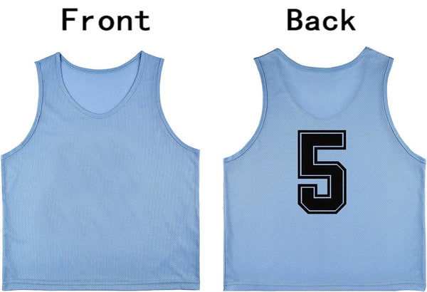 Tych3L 12 Pack of Numbered Jersey Bibs Scrimmage Training Vests for all sizes. - 18