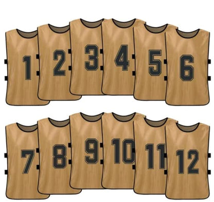 Team Practice Scrimmage Vests Sport Pinnies Training Bibs Numbered (1-12) with Open Sides